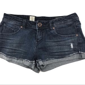 Volcom Dark Wash Short Short Fit Jean Shorts Sz 5